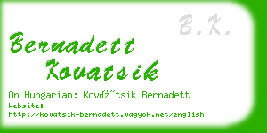 bernadett kovatsik business card